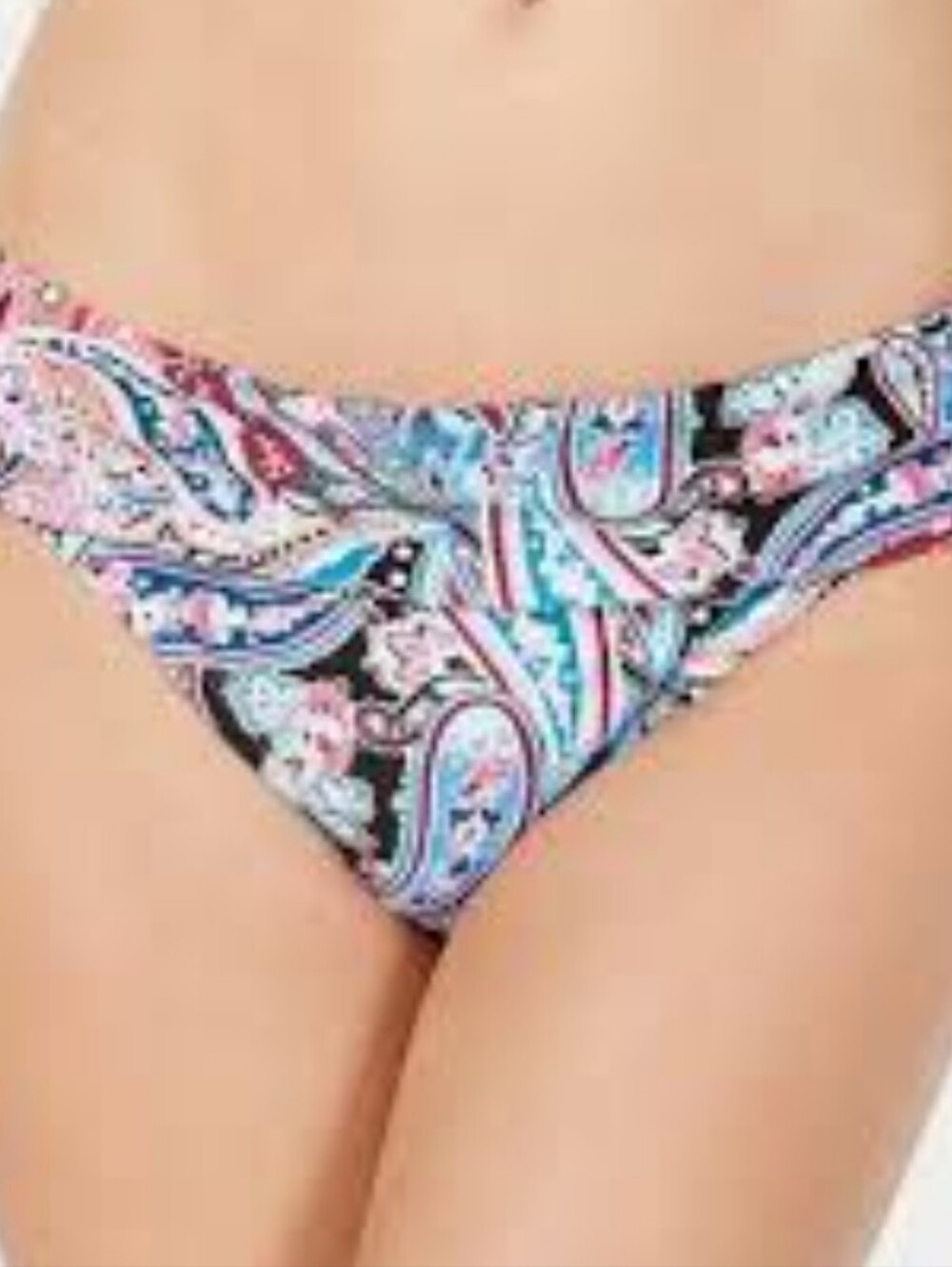 La Blanca Pink & Blue Paisley Ruched Swim Bottom